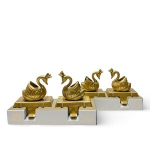 34th & Pine Gold Metal Set of 4 Swans Christmas Stocking Holders